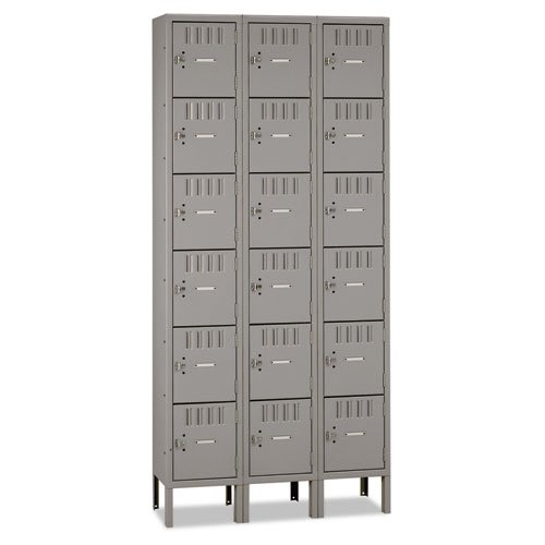 Box Compartments with Legs, Triple Stack, 36w x 18d x 78h, Medium Gray. Picture 1