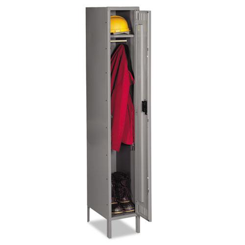 Single-Tier Locker with Legs, One Locker with Hat Shelf and Coat Rod, 12w x 18d x 78h, Medium Gray. Picture 1