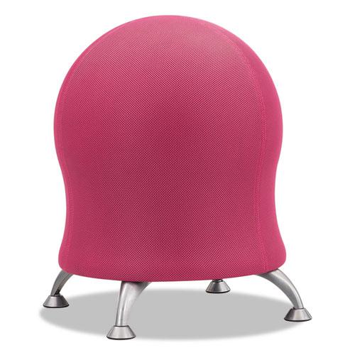 Zenergy Ball Chair, Backless, Supports Up to 250 lb, Pink Fabric Seat, Silver Base. Picture 1