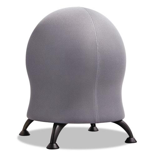 Zenergy Ball Chair, Backless, Supports Up to 250 lb, Gray Fabric Seat, Black Base. Picture 1