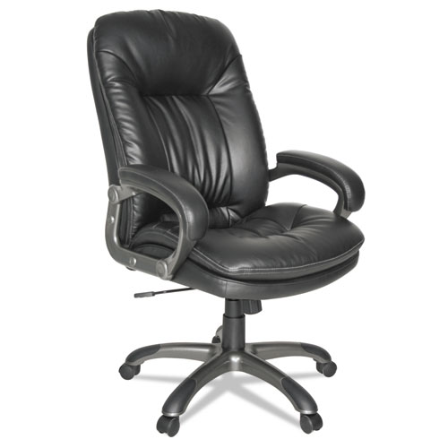 Executive Swivel/Tilt Bonded Leather High-Back Chair, Supports Up to 250 lb, 18.50" to 21.65" Seat Height, Black. Picture 1