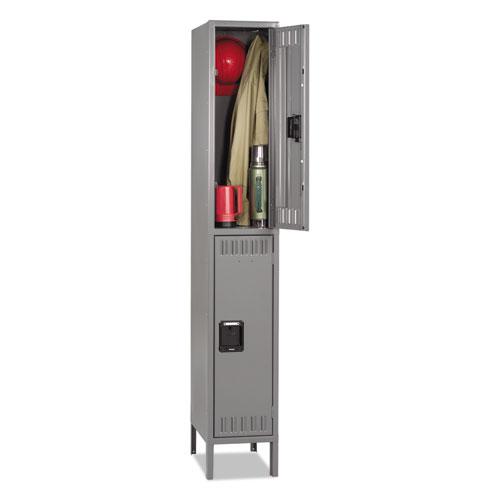 Double Tier Locker with Legs, Single Stack, 12w x 18d x 78h, Medium Gray. Picture 1