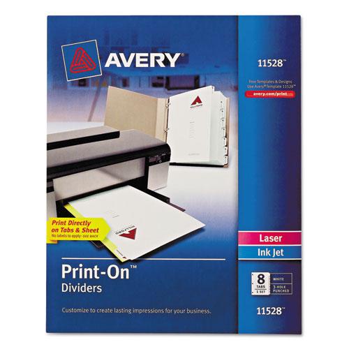 Customizable Print-On Dividers, 3-Hole Punched, 8-Tab, 11 x 8.5, White, 1 Set. Picture 1