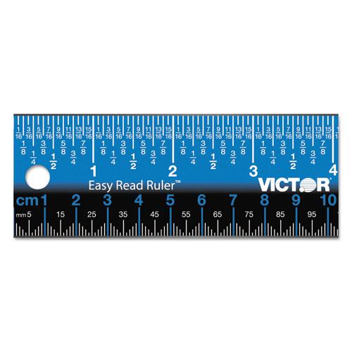 Easy Read Stainless Steel Ruler, Standard/Metric, 12".5 Long, Blue. Picture 1