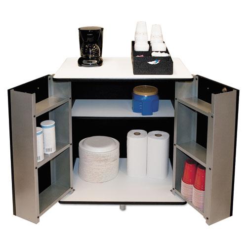 Refreshment Stand, Two-Shelf, 29.5w x 21d x 33h, Black/White. Picture 1