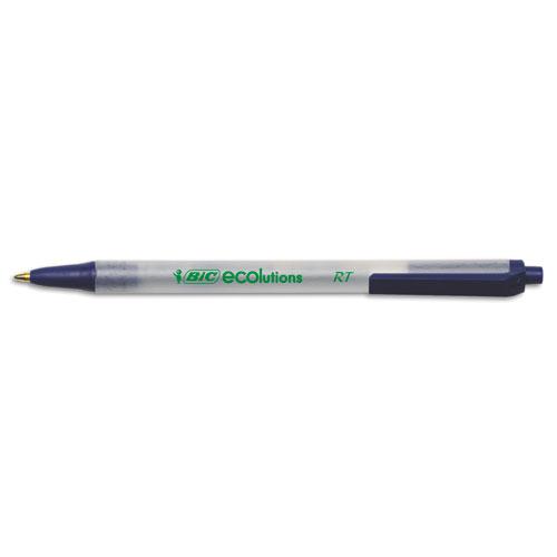 Ecolutions Clic Stic Ballpoint Pen, Retractable, Medium 1 mm, Blue Ink, Translucent Frost/Blue Barrel, Dozen. Picture 4