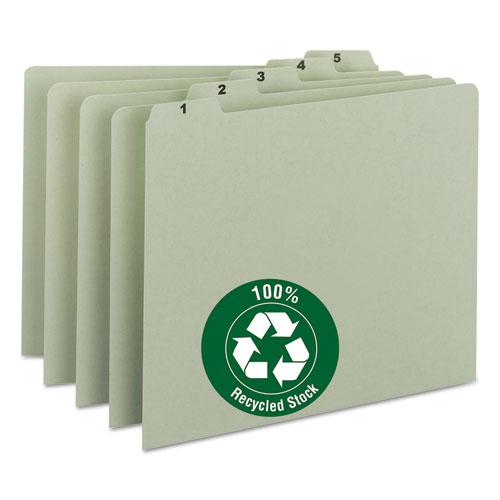 100% Recycled Daily Top Tab File Guide Set, 1/5-Cut Top Tab, 1 to 31, 8.5 x 11, Green, 31/Set. Picture 1