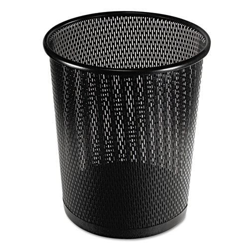 Urban Collection Punched Metal Wastebin, 20.24 oz, Perforated Steel, Black. Picture 1