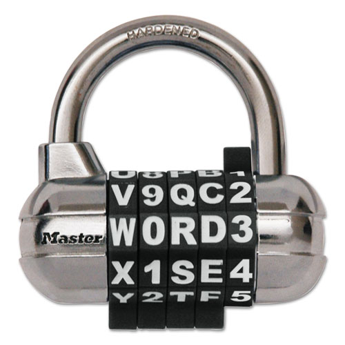 Password Plus Combination Lock, Hardened Steel Shackle, 2.5" Wide, Chrome/Assorted. Picture 4