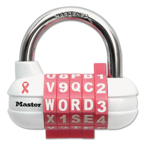 Password Plus Combination Lock, Hardened Steel Shackle, 2.5" Wide, Chrome/Assorted. Picture 2