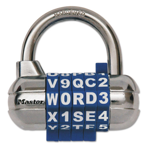 Password Plus Combination Lock, Hardened Steel Shackle, 2.5" Wide, Chrome/Assorted. Picture 5