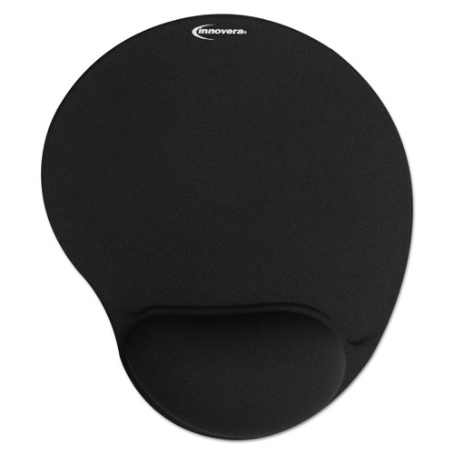 Mouse Pad with Fabric-Covered Gel Wrist Rest, 10.37 x 8.87, Black. The main picture.