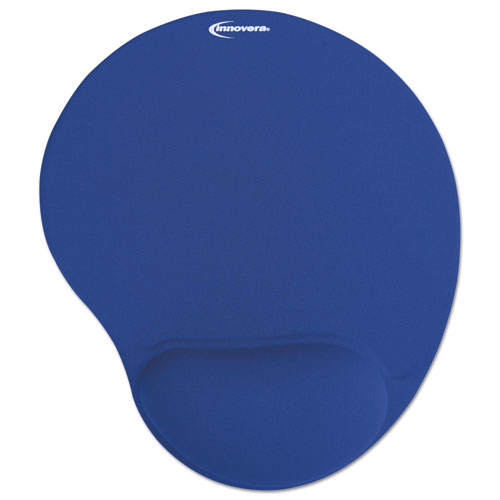 Mouse Pad with Fabric-Covered Gel Wrist Rest, 10.37 x 8.87, Blue. Picture 1