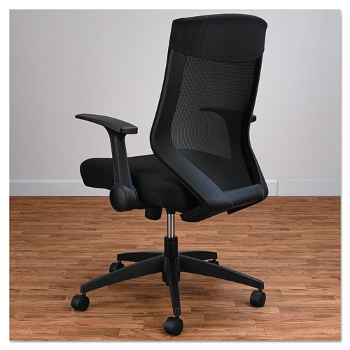 Alera EB-K Series Synchro Mid-Back Flip-Arm Mesh Chair, Supports Up to 275 lb, 18.5“ to 22.04" Seat Height, Black. Picture 6