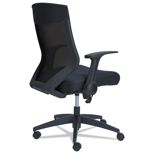 Alera EB-K Series Synchro Mid-Back Flip-Arm Mesh Chair, Supports Up to 275 lb, 18.5“ to 22.04" Seat Height, Black. Picture 2