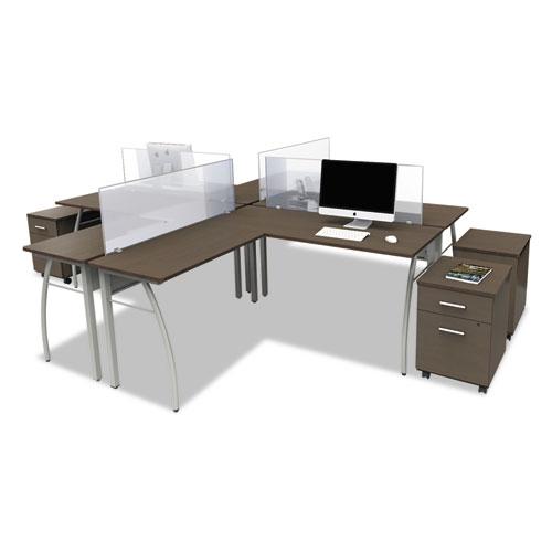 Trento Line L-Shaped Desk, 59.13" x 59.13" x 29.5", Mocha/Gray. Picture 10