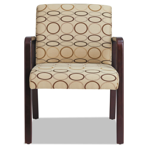 Alera Reception Lounge WL Series Guest Chair, 24.21" x 24.8" x 32.67", Tan Seat/Back, Mahogany Base. Picture 4