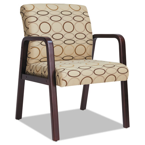 Alera Reception Lounge WL Series Guest Chair, 24.21" x 24.8" x 32.67", Tan Seat/Back, Mahogany Base. Picture 1