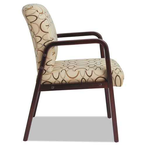 Alera Reception Lounge WL Series Guest Chair, 24.21" x 24.8" x 32.67", Tan Seat/Back, Mahogany Base. Picture 2