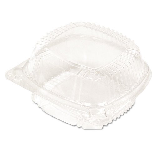 ClearView SmartLock Hinged Lid Container, Hoagie Container, 11 oz, 5.25 x 5.25 x 2.5, Clear, Plastic, 375/Carton. Picture 1