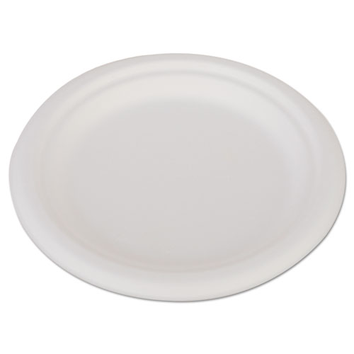 ChampWare Heavyweight Bagasse Dinnerware, Plate, 6", White, 1,000/Carton. Picture 1