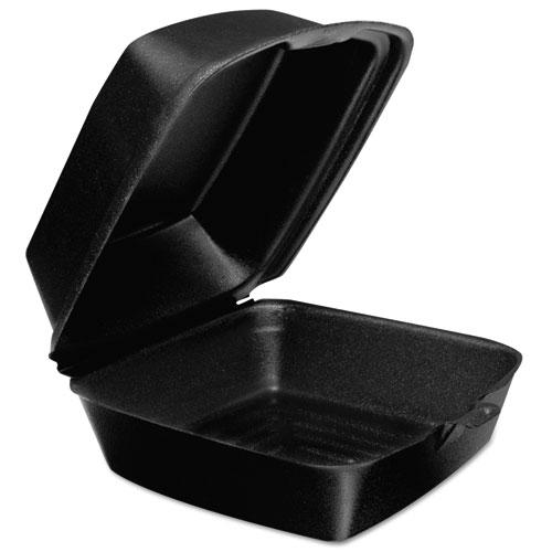 Foam Hinged Lid Containers, Large Sandwich, 6 x 5.9 x 3, Black, 125/Bag, 4 Bags/Carton. Picture 1