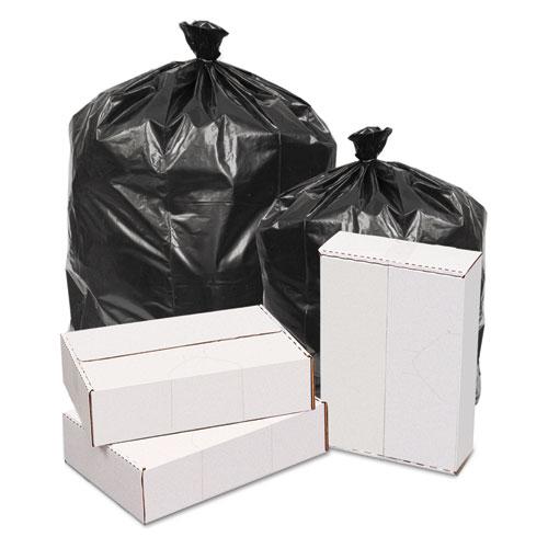 Waste Can Liners, 60 gal, 40.64 mic, 38" x 58", Black, 10 Bags/Roll, 10 Rolls/Carton. Picture 1