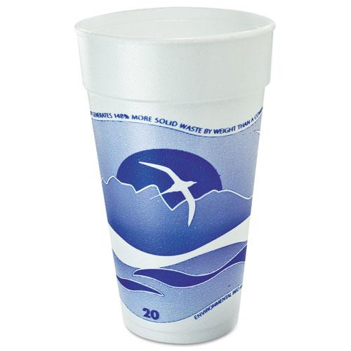 Horizon Hot/Cold Foam Drinking Cups, 20 oz, Printed, Blueberry/White, 25/Bag, 20 Bags/Carton. Picture 1
