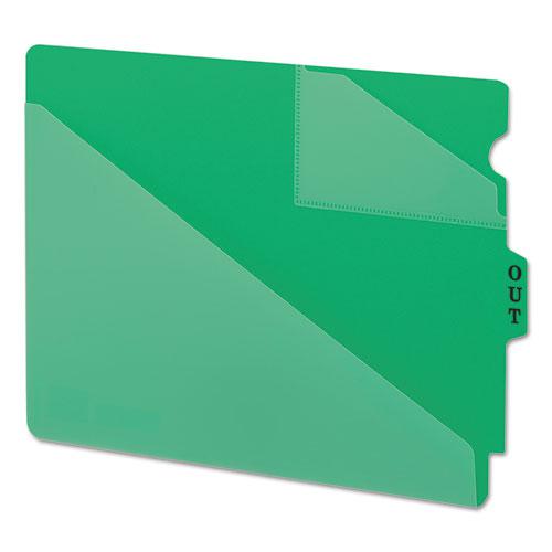End Tab Poly Out Guides, Two-Pocket Style, 1/3-Cut End Tab, Out, 8.5 x 11, Green, 50/Box. Picture 1