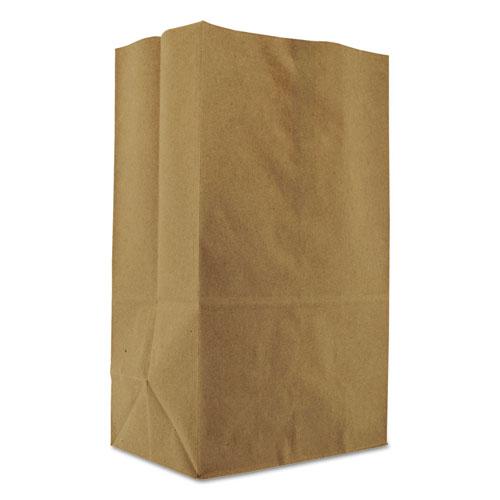 Squat Paper Grocery Bags, 57 lb Capacity, 1/8 BBL, 10.13" x 6.75" x 14.38", Kraft, 500 Bags. Picture 1