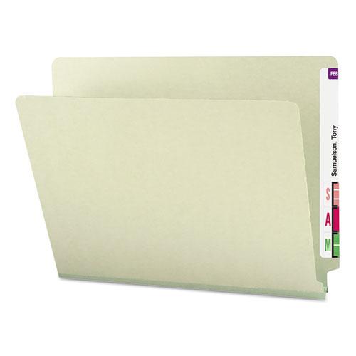 Extra-Heavy Recycled Pressboard End Tab Folders, Straight Tabs, Letter Size, 1" Expansion, Gray-Green, 25/Box. The main picture.