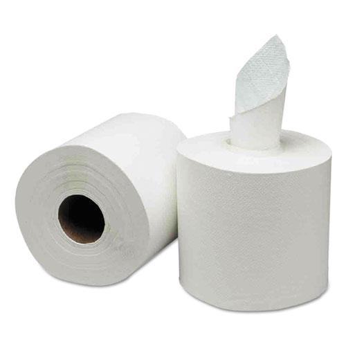 Center-Pull Paper Towels, 8w x 10l, White, 600/Roll, 6 Rolls/Carton. The main picture.