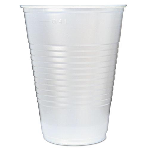 RK Ribbed Cold Drink Cups, 16 oz, Translucent, 50/Sleeve, 20 Sleeves/Carton. Picture 1
