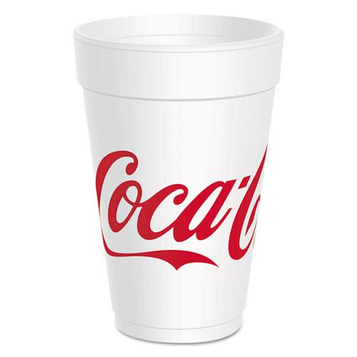 Coca-Cola Foam Cups, 16 oz, White/Red, 25/Bag, 40 Bags/Carton. Picture 1