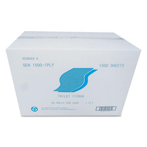 Small Roll Bath Tissue, Septic Safe, 1-Ply, White, 1,500 Sheets/Roll, 60 Rolls/Carton. Picture 1