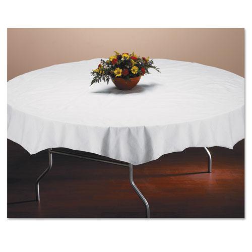 Tissue/Poly Tablecovers, 82" Diameter, White, 25/Carton. Picture 1