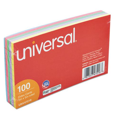 Index Cards, Ruled, 3 x 5, Assorted, 100/Pack. Picture 3