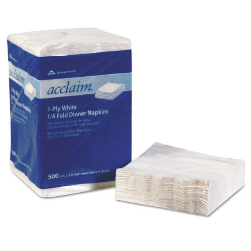 Acclaim 1/4 Fold Paper Dinner Napkins, White, 1-Ply, 16"x16", 500/PK, 8 PK/CT. Picture 1