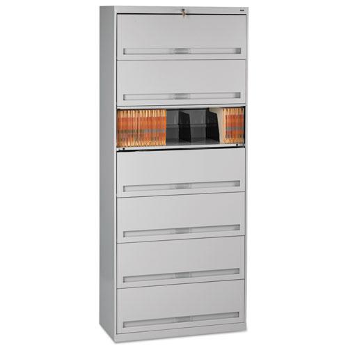 Fixed Shelf Enclosed-Format Lateral File for End-Tab Folders, 7 Legal/Letter File Shelves, Light Gray, 36" x 16.5" x 87". The main picture.