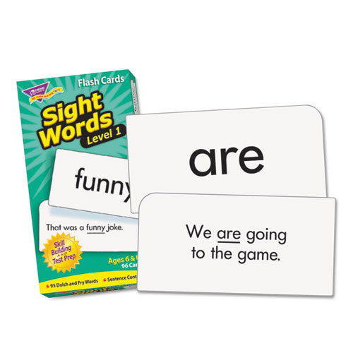 Skill Drill Flash Cards, Sight Words Set 1, 3 x 6, Black and White, 96/Set. Picture 1