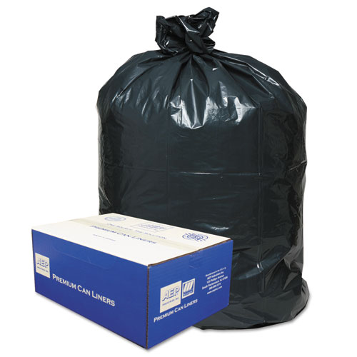 Linear Low-Density Can Liners, 45 gal, 0.63 mil, 40" x 46", Black, 25 Bags/Roll, 10 Rolls/Carton. Picture 1