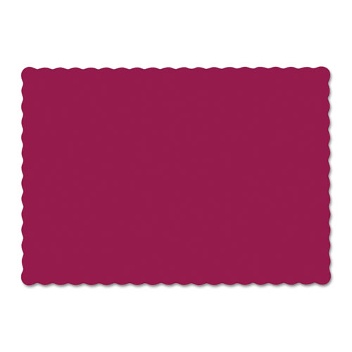 Solid Color Scalloped Edge Placemats, 9.5 x 13.5, Burgundy, 1,000/Carton. The main picture.