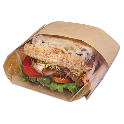 Dubl View Sandwich Bags, 2.35 mil, 9.5" x 2.75", Natural Brown, 500/Carton. Picture 1