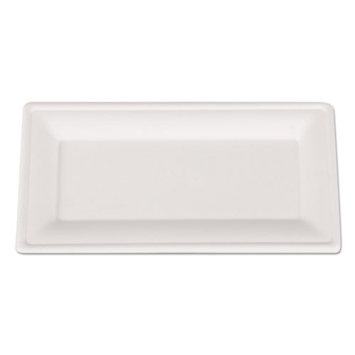 ChampWare Molded Fiber Tableware, Rectangle, 10 x 5, White, 500 per Carton. Picture 1