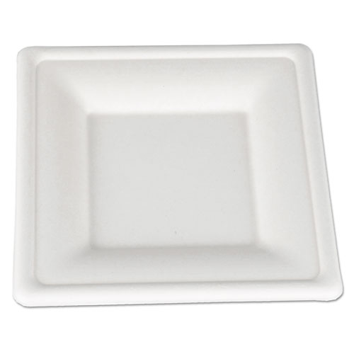 ChampWare Molded Fiber Tableware, Square, 6 x 6, White, 500 per Carton. Picture 1