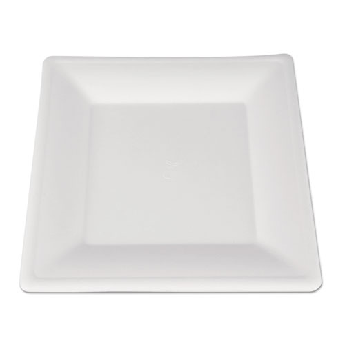 ChampWare Molded Fiber Tableware, Square, 10 x 10, White, 500 per Carton. Picture 1