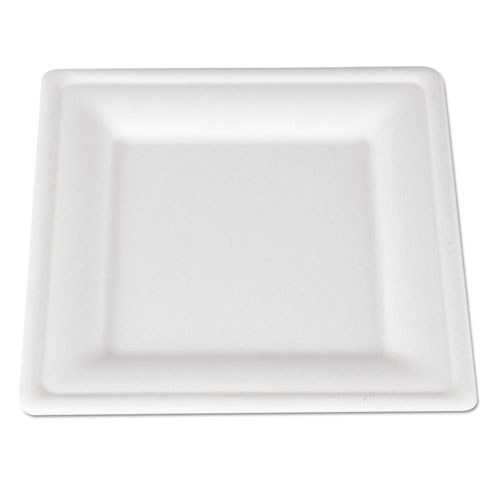 ChampWare Molded Fiber Tableware, Square, 8 x 8, White, 500 per Carton. Picture 1