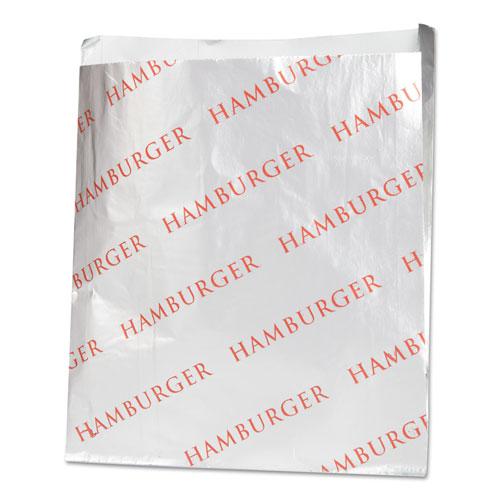 Foil Hamburger Bags, 6 x 3/4 x 6 1/2, Silver, 1000 per Carton. Picture 1