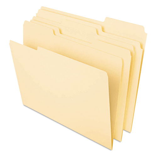 Deluxe Heavyweight File Folders, 1/3-Cut Tabs: Assorted, Legal Size, 0.75" Expansion, Manila, 50/Pack. Picture 1