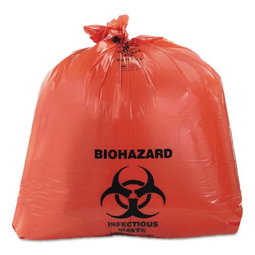 Healthcare Biohazard Printed Can Liners, 40-45 gal, 3 mil, 40" x 46", Red, 75/Carton. Picture 1